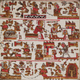 The front of Codex Añute, or Selden, a five-meter-long strip of plaster-covered deer hide that folds like a concertina.
